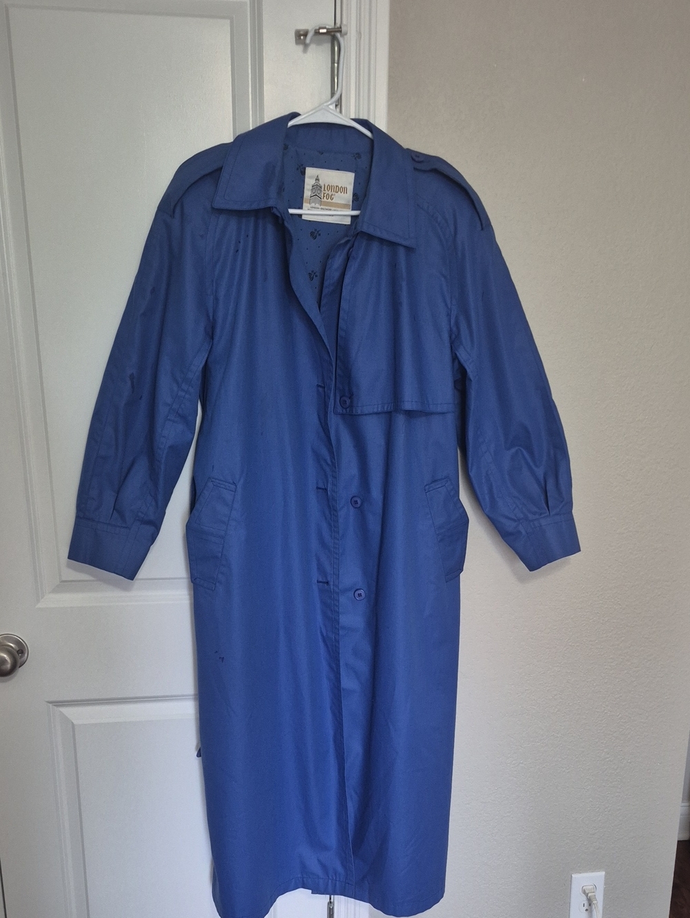 London Fog Royal Blue Long Trench Coat